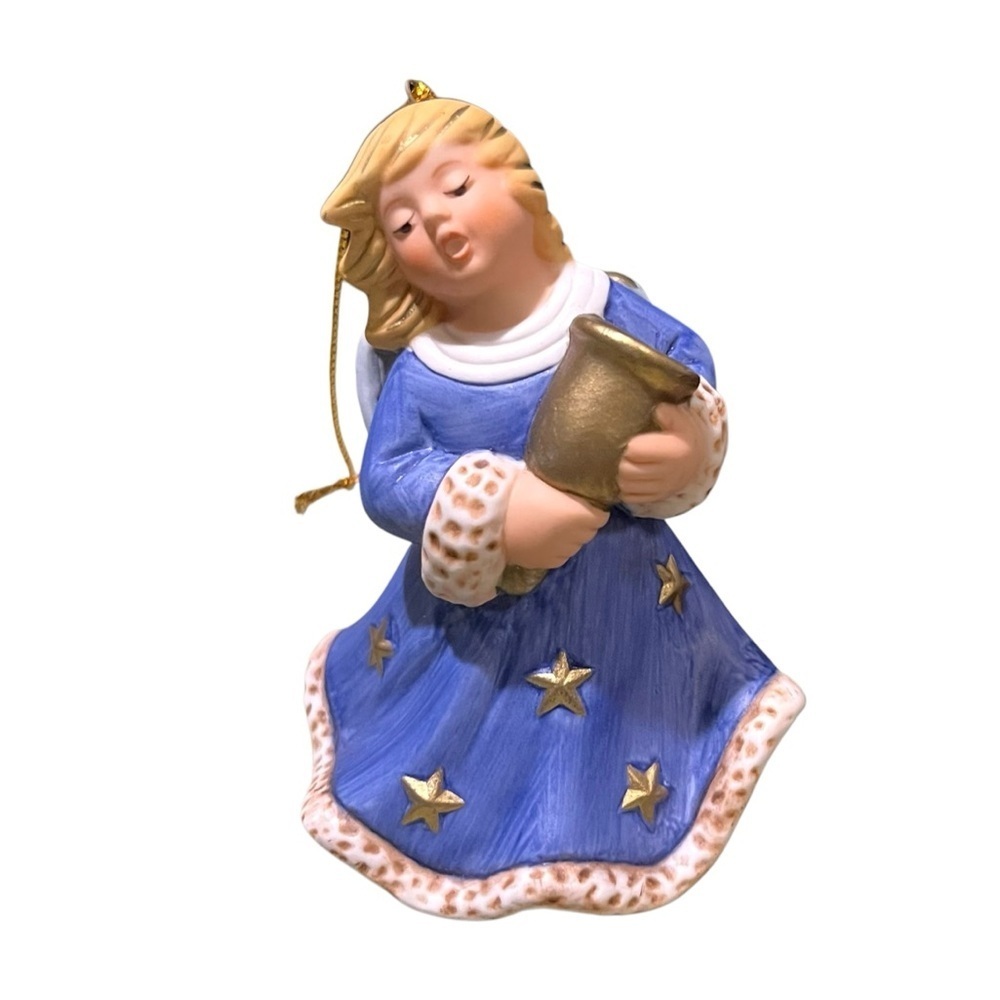Goebel Vintage 5th Edition Annual Angel Bell Ornament 1998 Blue/Gold